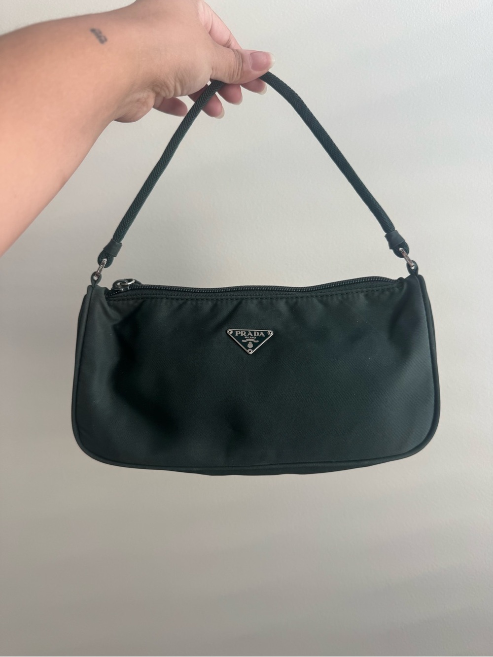 Authentic Vintage Prada Tessuto Green Nylon Pochette Bag